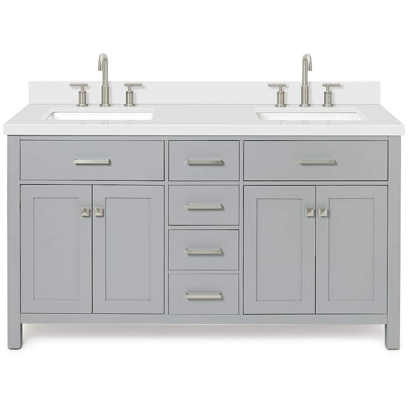 Ariel H061DWQRVO Bristol 61" Free Standing Double Rectangular Basin - Grey - Ash Finish