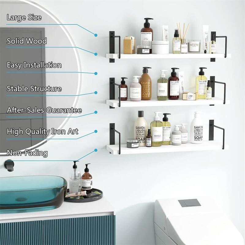 24 Inches Easy to Install Wall Mounted Shelves - 6"D x 24"W x 6"H