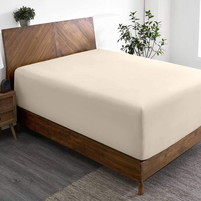 Bare Home Ultra-Soft Microfiber 22 Inch Extra Deep Pocket Fitted Sheet - Twin XL - Sand
