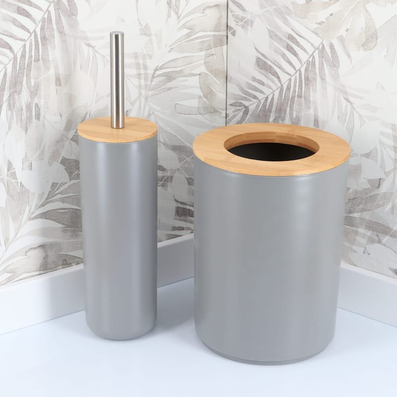 Grey Padang Bathroom Accessory Set 7-Pieces Bamboo