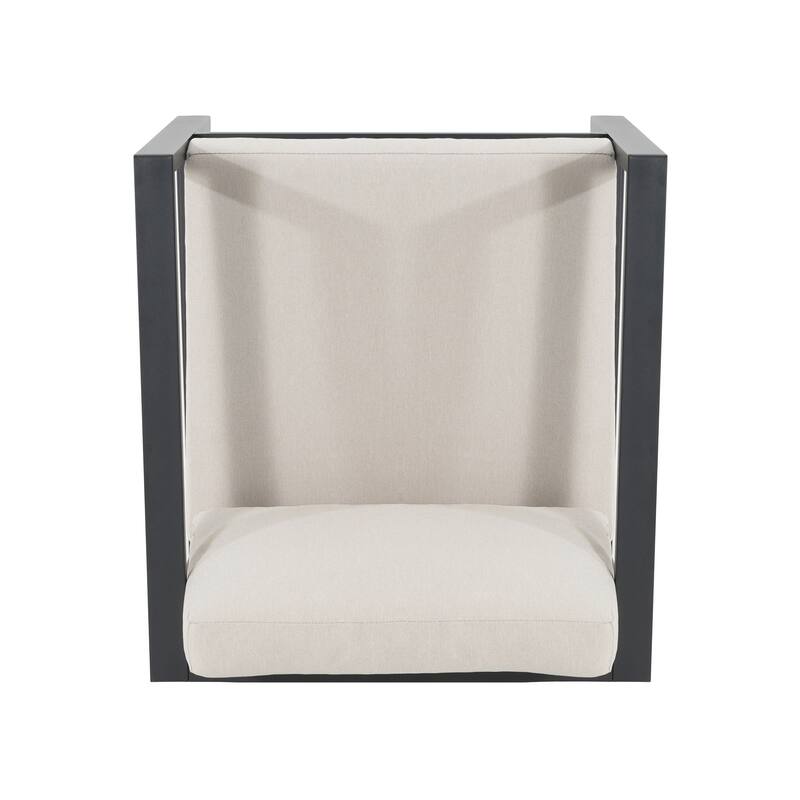 Roomfitters Navan Outdoor Aluminum Club Chairs with Weather Resistant Frame, Black and Beige Set of 2 - Set of 2