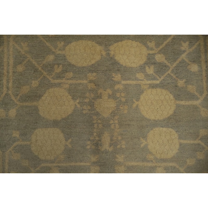 Hand Knotted Oriental 100% Wool Carpet Transitional Floral Greys & Charcoal Khotan Area Rug - 9' 9'' X 8' 3''