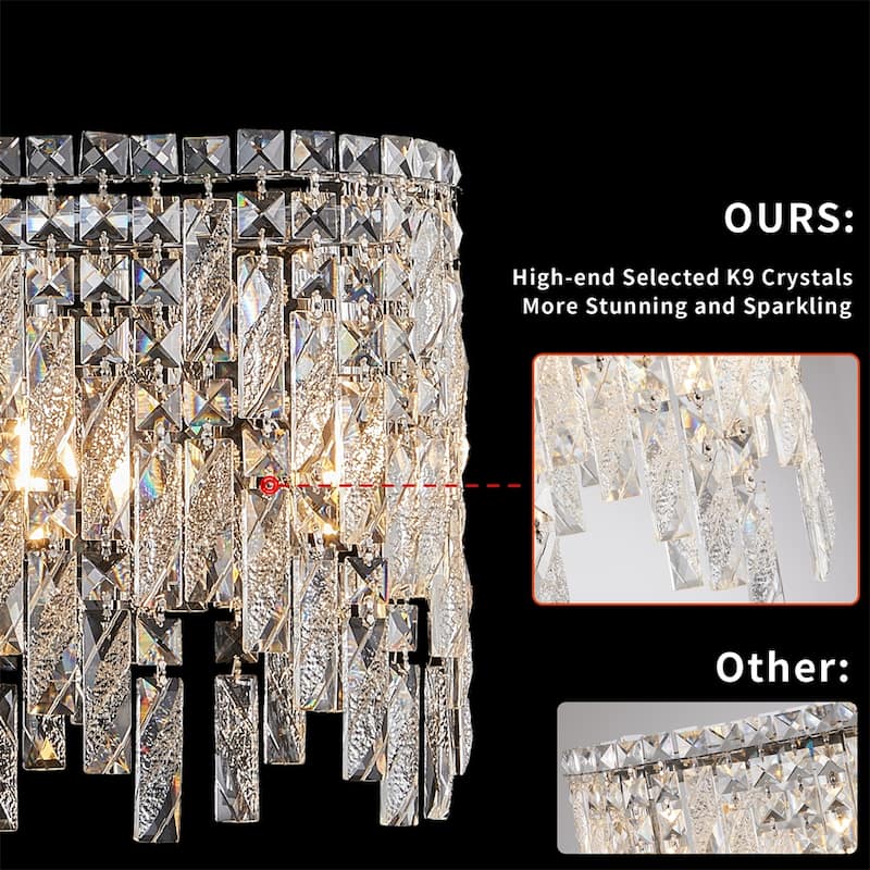 Oval Crystal Chandelier,Ceiling Light Fixture (Bulbs Not Included)