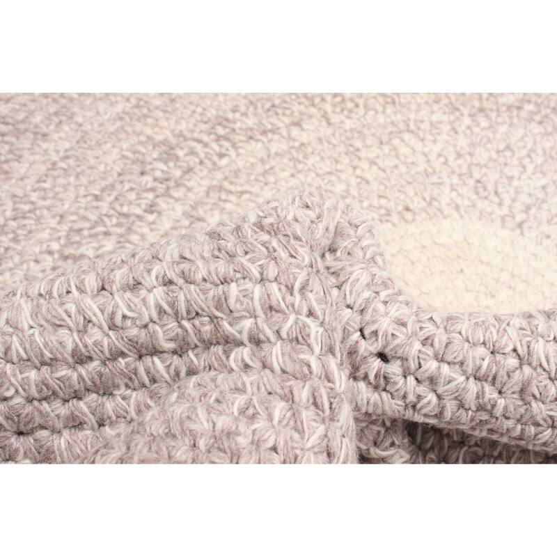 ECARPETGALLERY Braid weave Sienna Ivory Wool Rug - 4'0 x 4'0