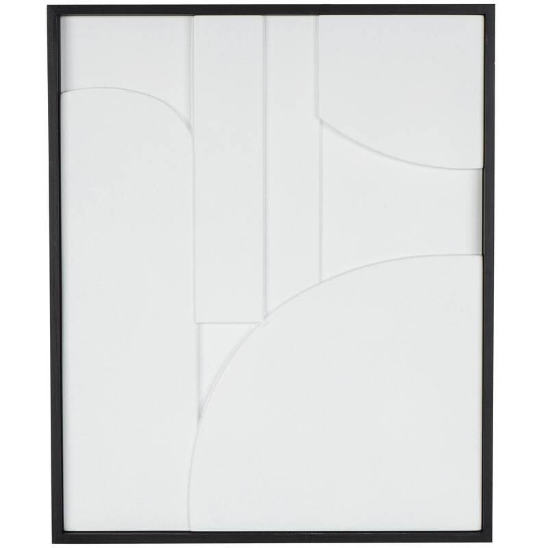 Wood Geometric Dimensional Art Deco Arched Living Room Wall Decor with Brown or Black Frame - Cream or White - Roche River Decor - White - 25.6L x 1.5W x 31H