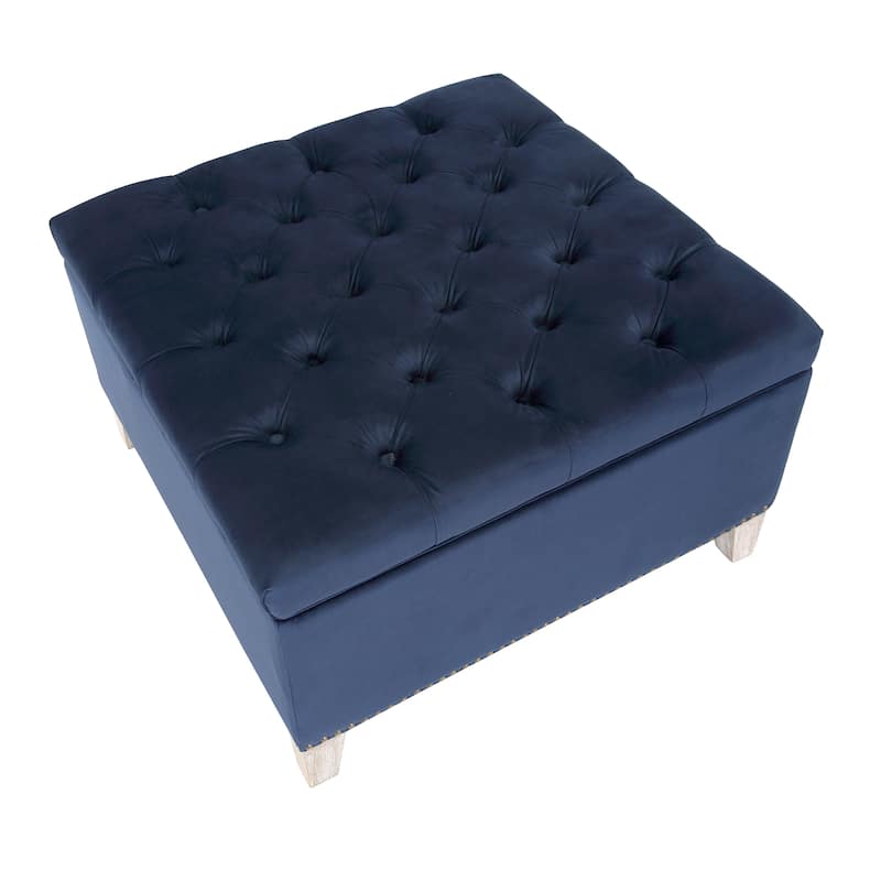 29.5" Wide Velvet Tufted Square Ottoman With Storage