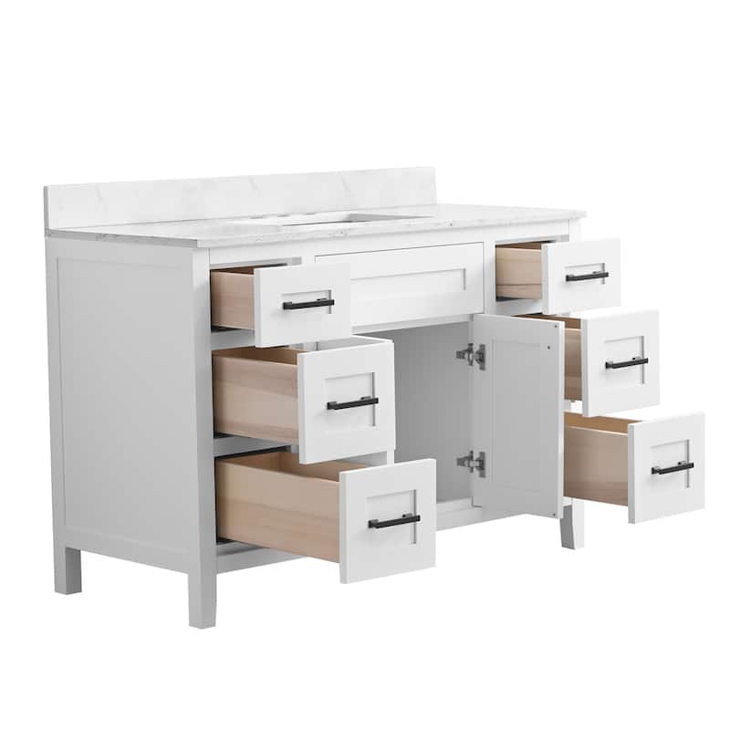 Nephelily 48 inch Bathoom Vanity With Quartz Top, Easy-to-Install