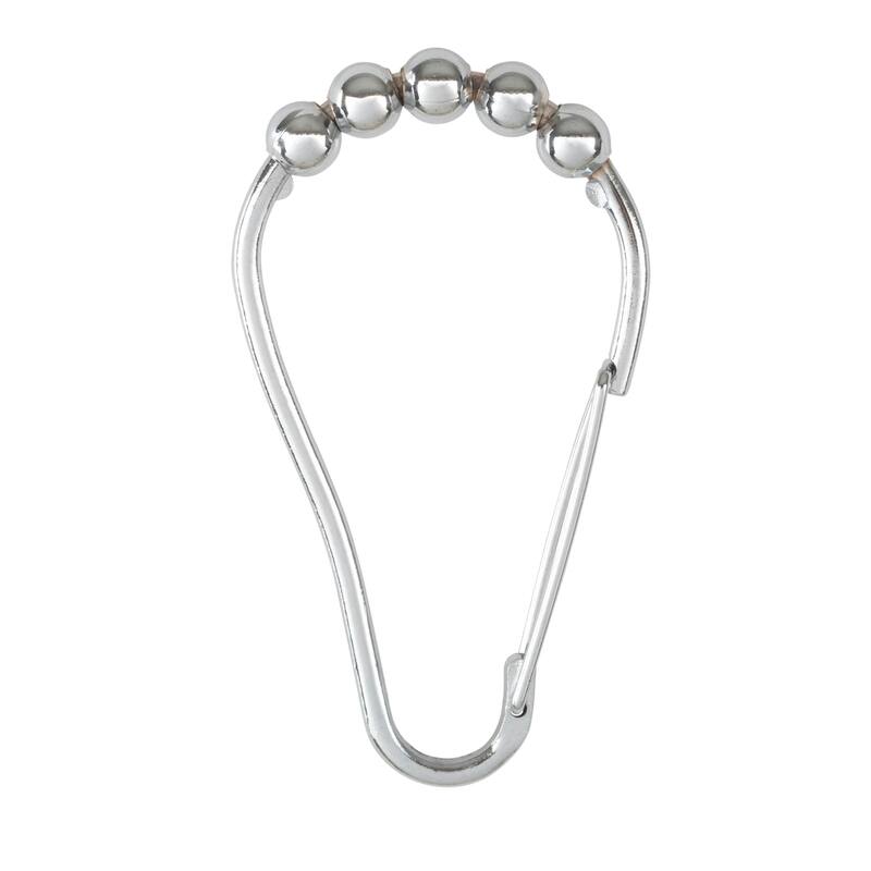 Bath Bliss 12 Pack Carabiner Shower Curtain Roller Rings in Chrome