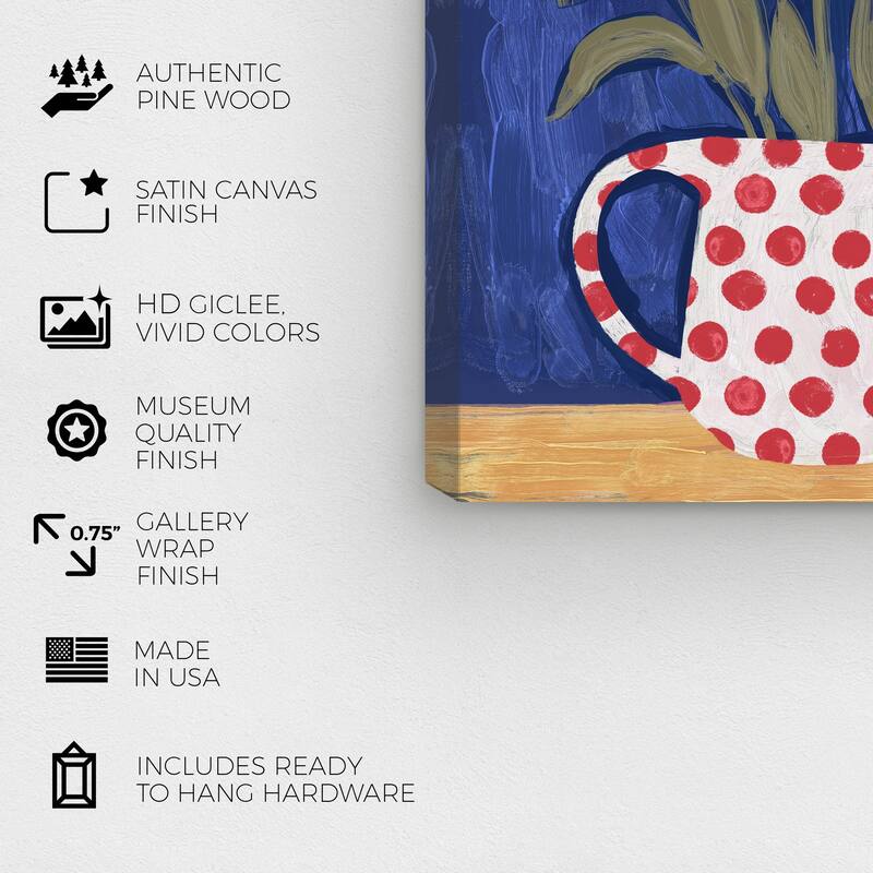 Wynwood Studio Canvas Floral and Botanical Ornate Floral Red and Modern & Contemporary Wall Art Canvas Print