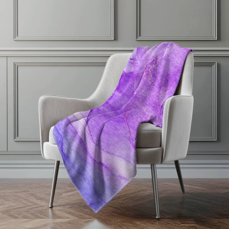 Premium Machine Washable Modern Abstract Sherpa Throw Blanket - Purple - 4'2" x 5'10"