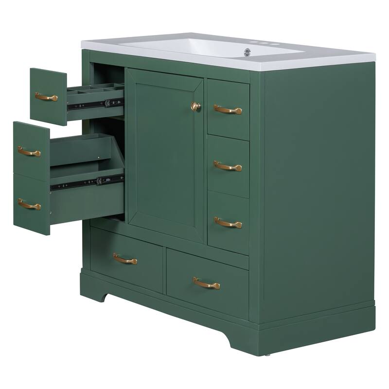 Bathroom Vanity with Sink Combo, Six Drawers
