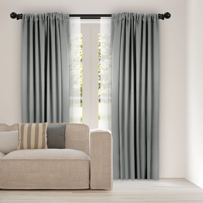 Lumi Home Furnishings 3/4" & 1" Drapery Double Curtain Rod Set with End Cap & Ball finials_Matte Black