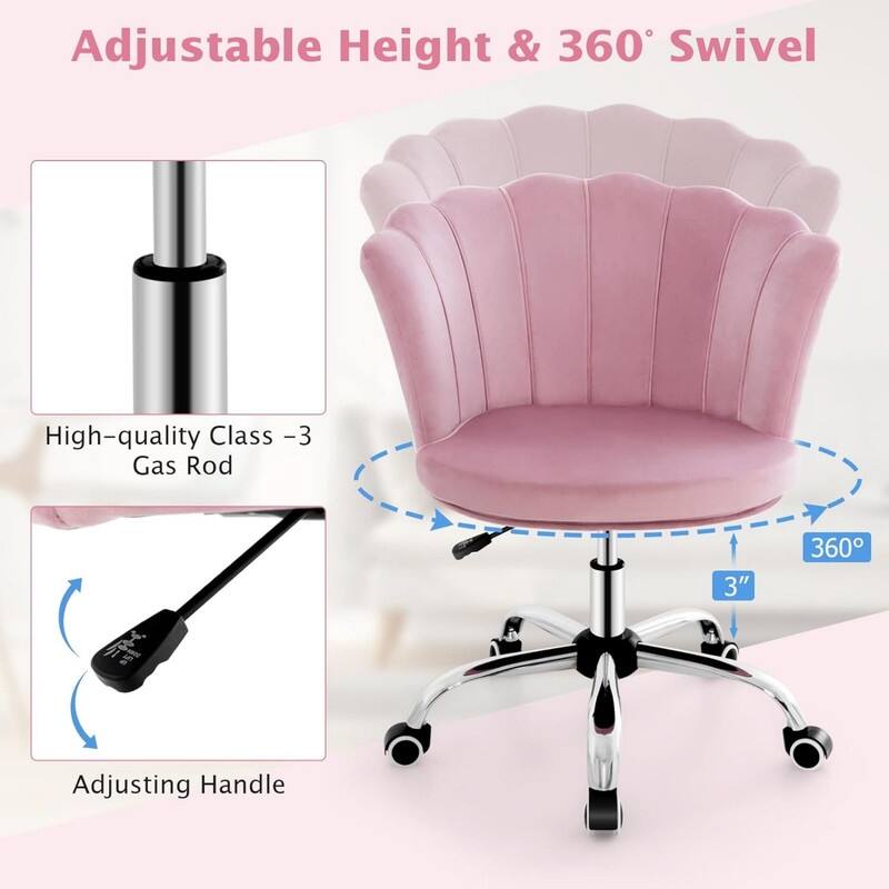 Velvet Office Desk Chair Pink - Bed Bath & Beyond - 39554345