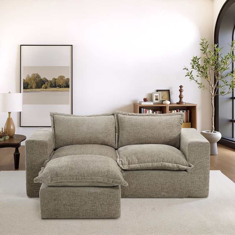 Comfy Cloud Couch Plush Modular Sectional Sofa For Living Room - Camel/3 piece(ottoman) - Reversible