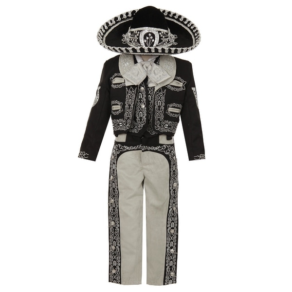 Rain Kids Boys Black Silver Horse Embroidery Elegant 6 Pc Charro Suit. Opens flyout.