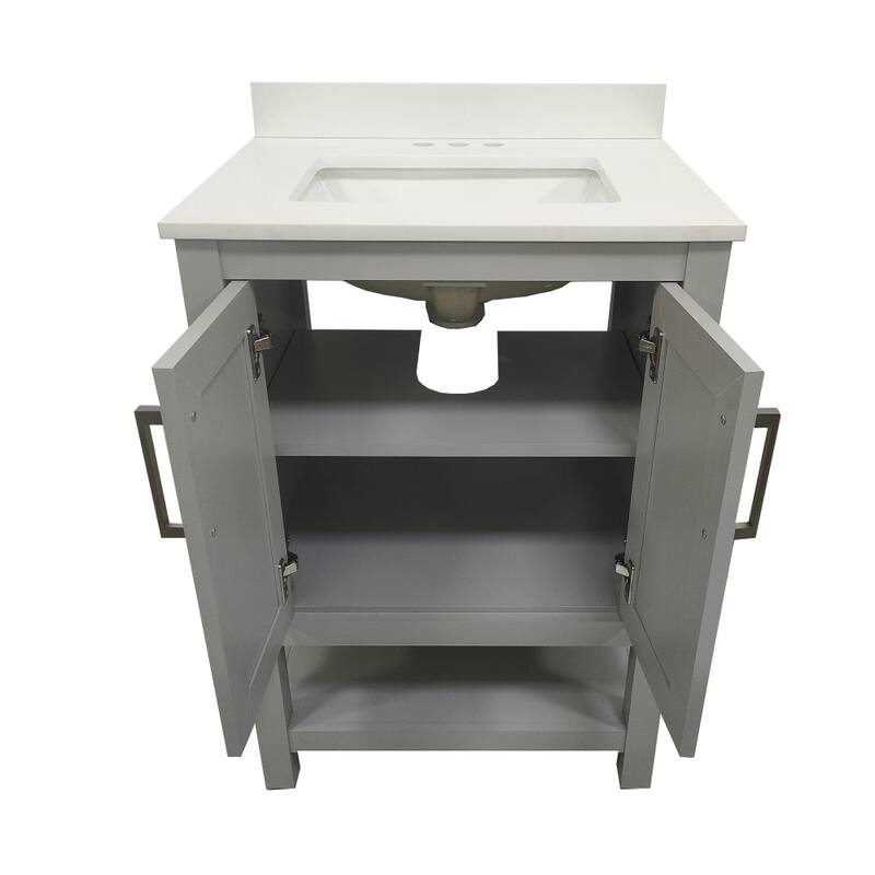 Bathroom Vanity with Undermount Sink and Open Storage Shelf