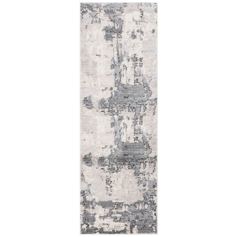 SAFAVIEH Whisper Estelle Modern Abstract Rug - 2'6" x 8' Runner - Grey/Light Beige