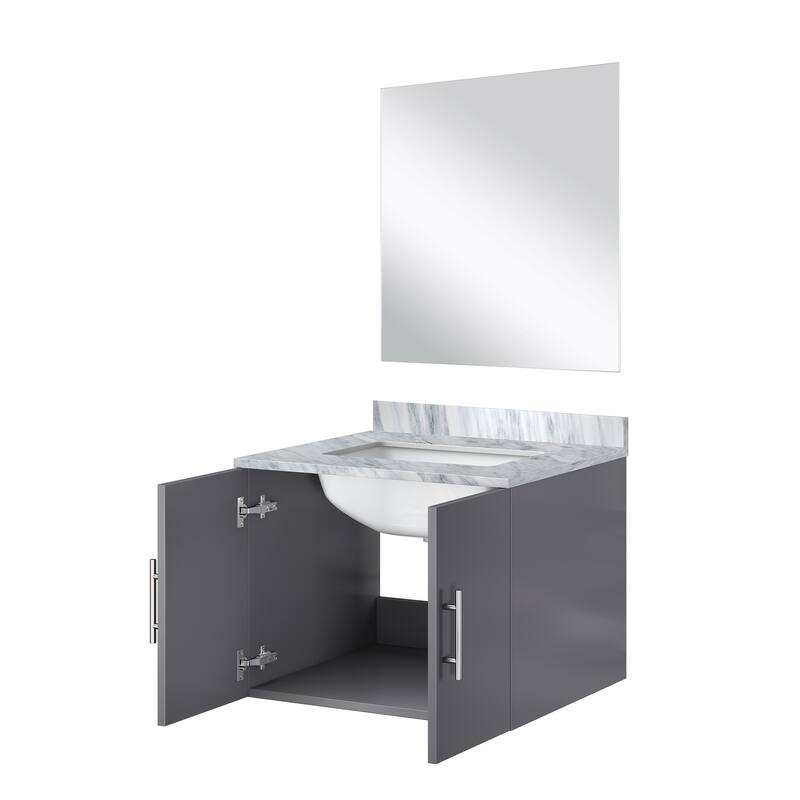 Bathroom Vanity Set with Marble Top, Single Hole Faucet, Mirror Included, Stainless Steel