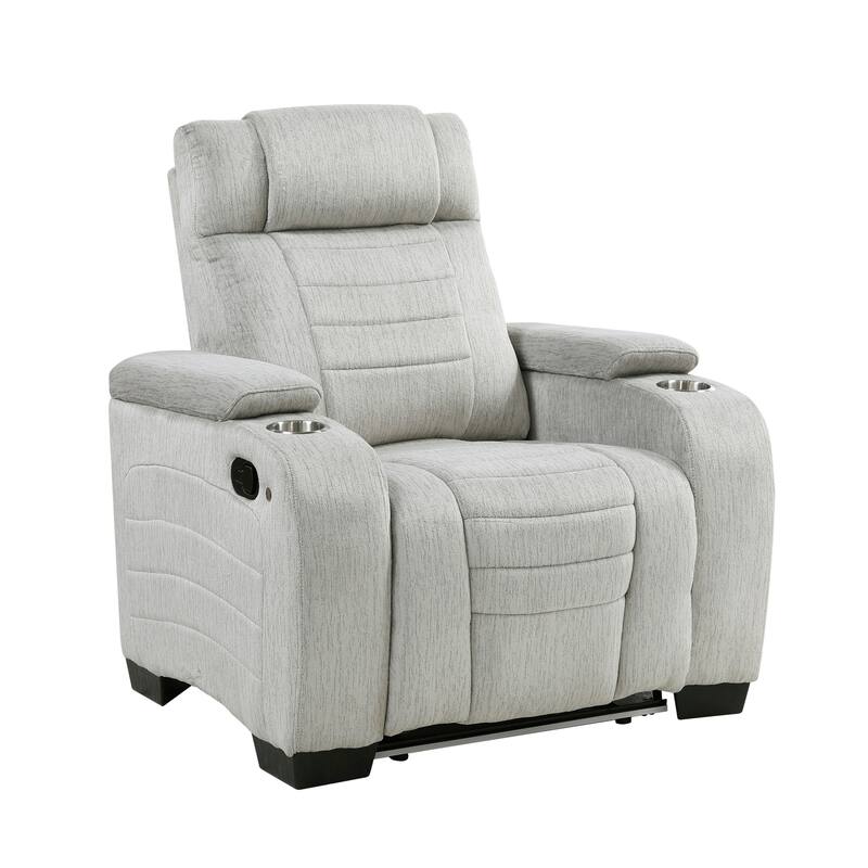 Coast 38.5" Microfiber Manual Recliner - Storage Arm, Cup Holder & LED - Light Gray