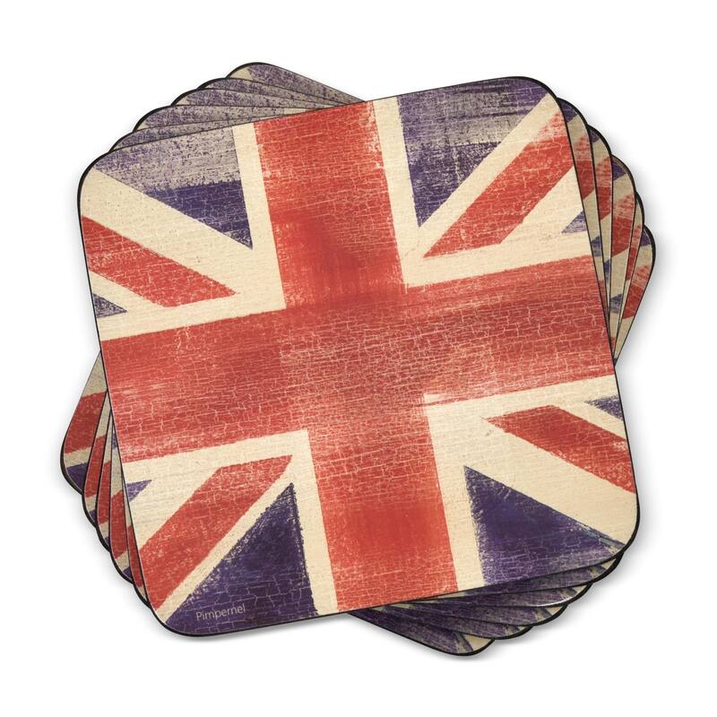 Pimpernel Set of 6 Union Jack Coasters - 4 Inches Sq. - 4 Inches Sq.