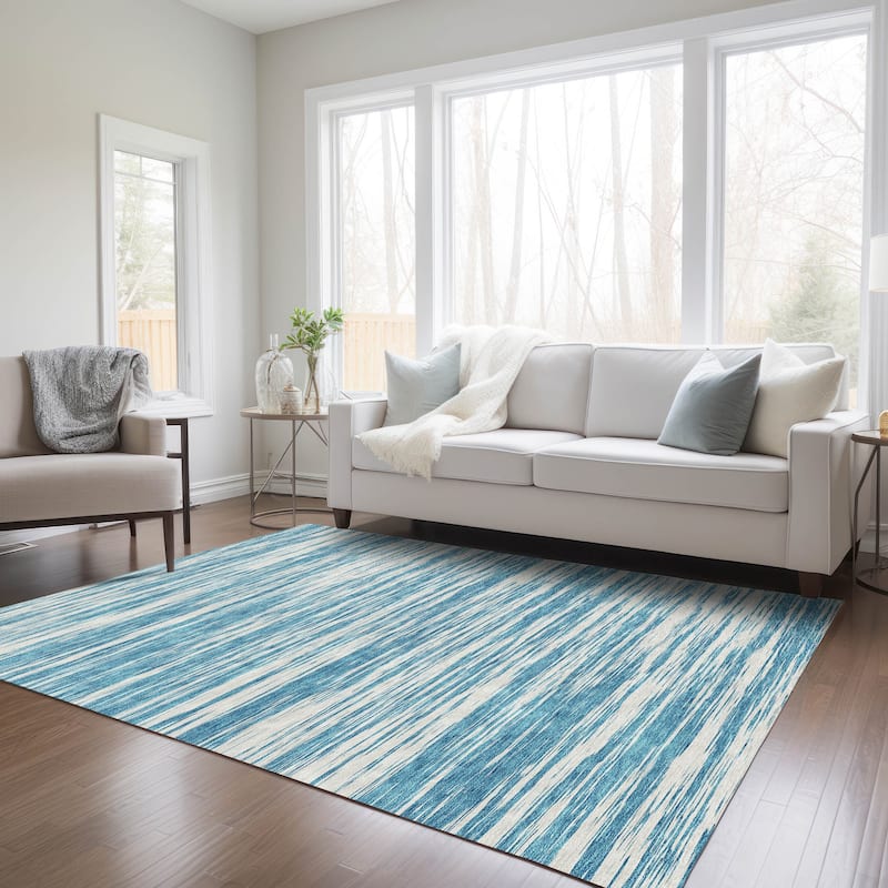 Machine Washable Indoor/ Outdoor Casual Ombre Chantille Rug