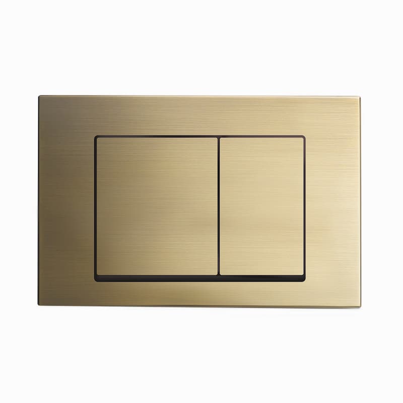 Wall Mount Dual Flush Actuator Plate With Square Push Buttons In Brushed Brass - 9.25" x 6" 1"