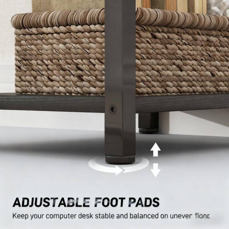 Writing Desk,Small Computer Desk with Fabric Drawers, Home Office Desk with Adjustable Shelves