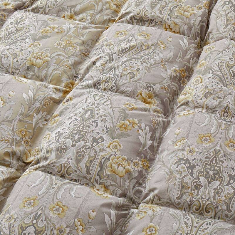 Medium Warmth All Season Paisley Floral & Solid Pattern Duvet Insert White Goose Down Feather Comforter
