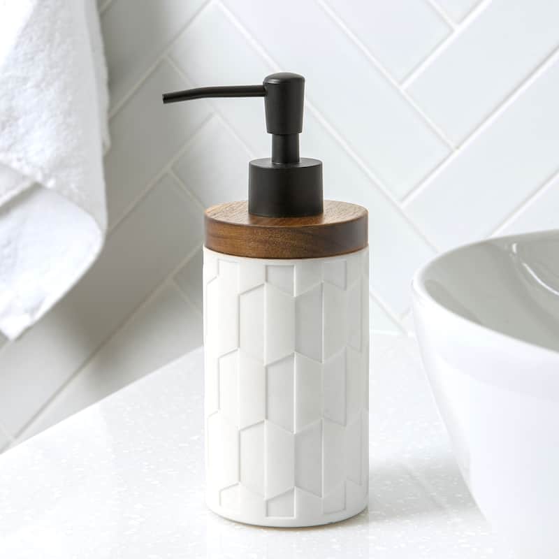 Sarasota Resin with Wood Soap/Lotion Pump - White/Wood - Lotion