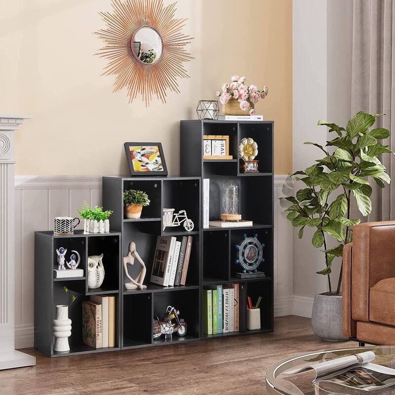 VECELO Wide Wood Organizer Bookcase Sets