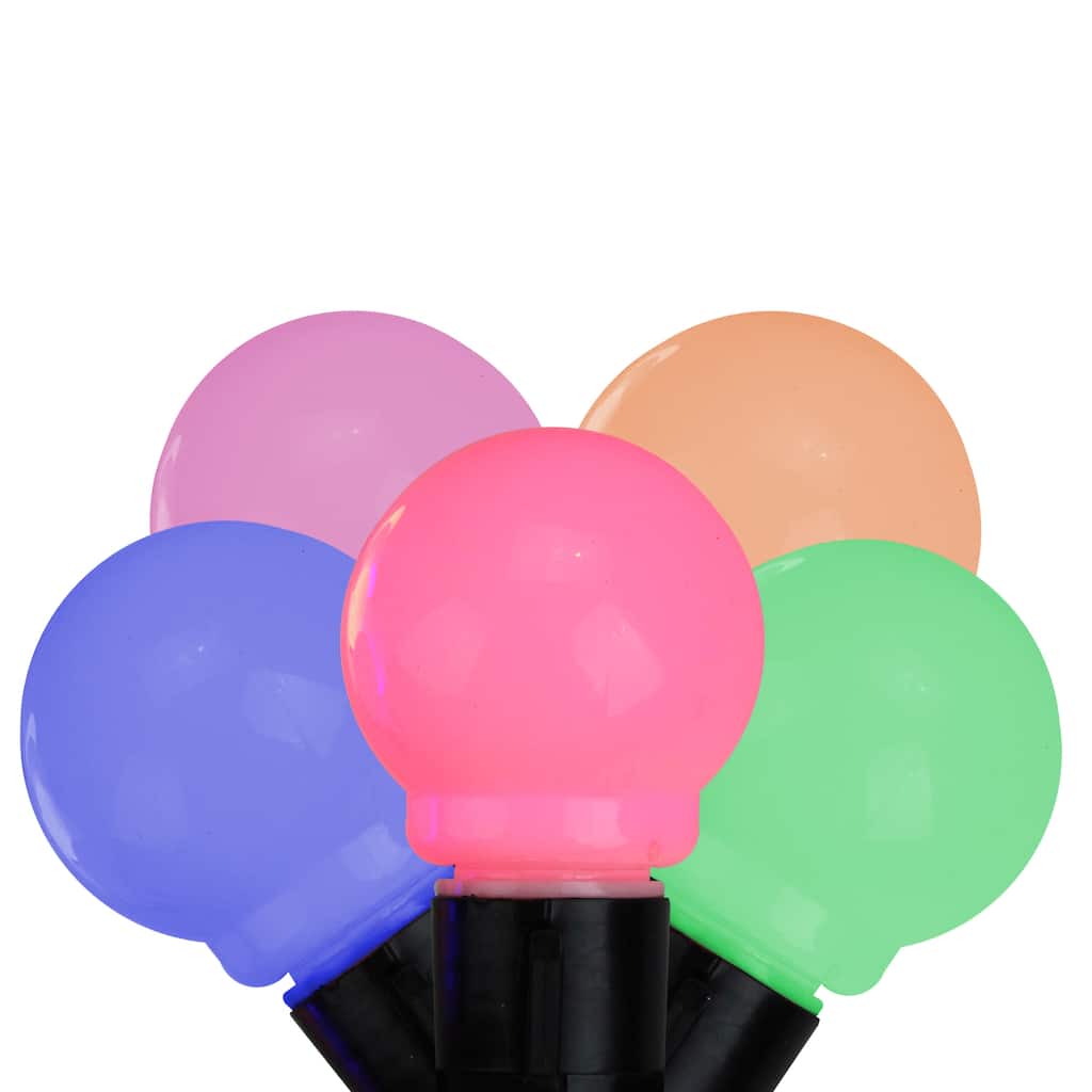 10 Pink and Blue Mini Glass LED Christmas Lights - 15 ft Black Wire - 15'