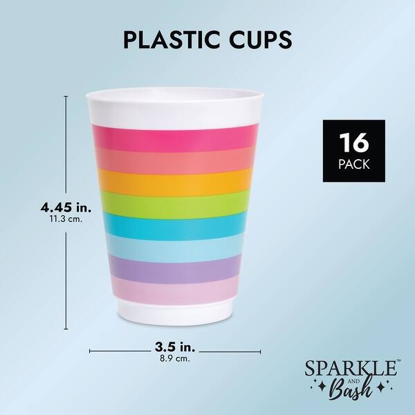 16 oz Plastic Tumbler Cups for Kids, Rainbow Party Supplies (16 Pack) - Bed  Bath & Beyond - 35975339