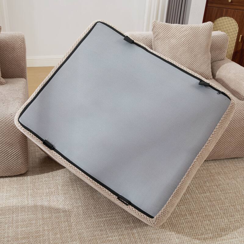 104"W Modern Upholstered Sectional Sofa with 3 Pillows and Ottoman