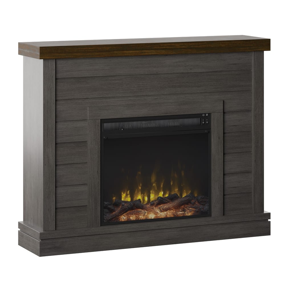 Shiplap Wall Mantel Electric Fireplace