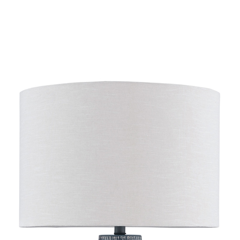 Lym Table Lamp, Gray Hammered Metal Base, White Fabric Shade 28 Inch
