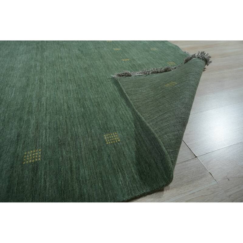 Hand-Knotted Wool Green Contemporary Transitional Rug - Modern Elegance and Timeless Craftsmanship
