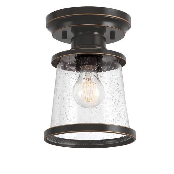 slide 2 of 5, Westinghouse Emma Jane 7" Wide Outdoor Semi-Flush Ceiling Fixture Amber Bronze