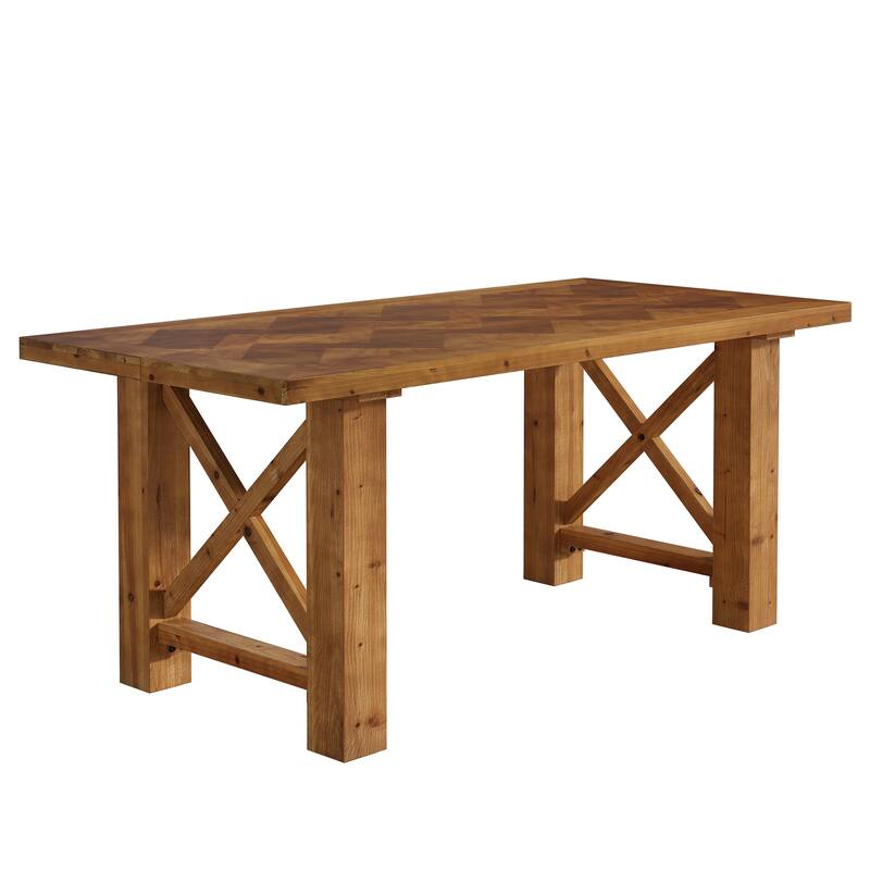 63-Inch Dining Table for 4-6, Solid Wood Kitchen Table for Dining Room, Living Room