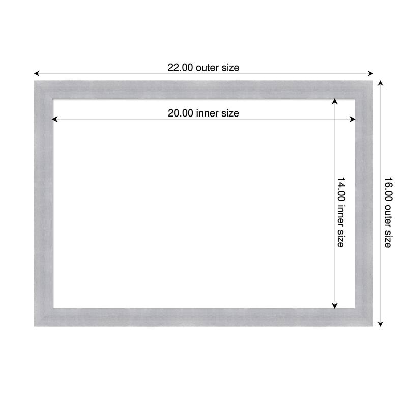 Amanti Art Grace Brushed Gold Narrow Framed Dry Erase Magnetic Board - 22 x 16 in - Grace Brushed Nickel Narrow