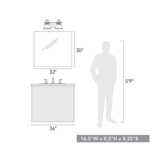 Golden Lighting Duncan 2 Light 17" Wide Bathroom Vanity Light