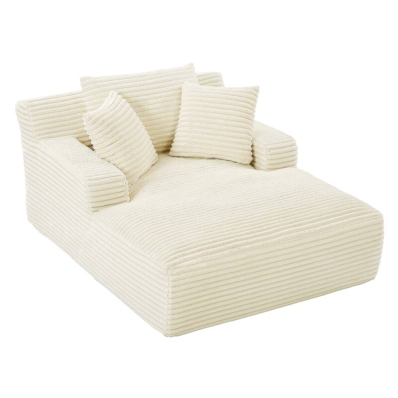 Comfy Sleeper Sofa Corduroy Upholstered Chaise Lounge with Pillows