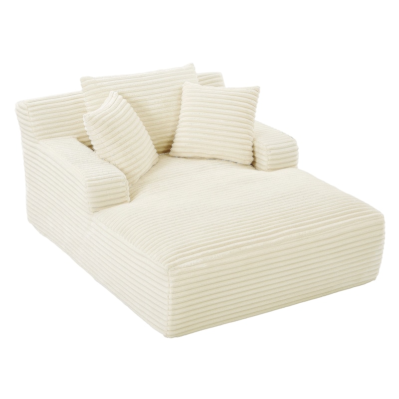 Oversized Corduroy Chaise Lounge Chair, Floor Sleeper Sofa with Pillow, No Assembly Required