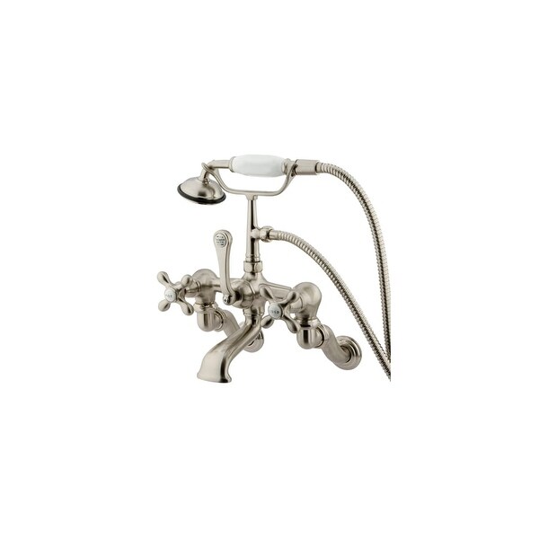 Elements Of Design DT4578AX Triple Handle Wall Mounted Clawfoot Tub Filler with Adjustable Center, Personal Hand Shower and