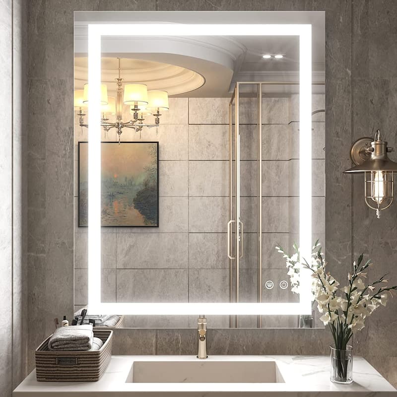 TETOTE LED Bathroom Vanity Wall Mirror, Dimmable and Anti-Fog