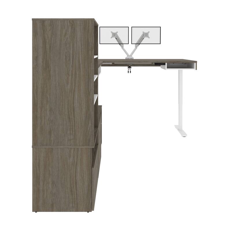Viva 72W L-Shaped Standing Desk with Monitor Arm and Storage by Bestar