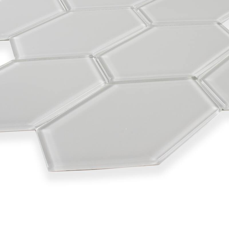 Long Hex 11 in. x 11 in. Glass Mesh-Mounted Mosaic Tile