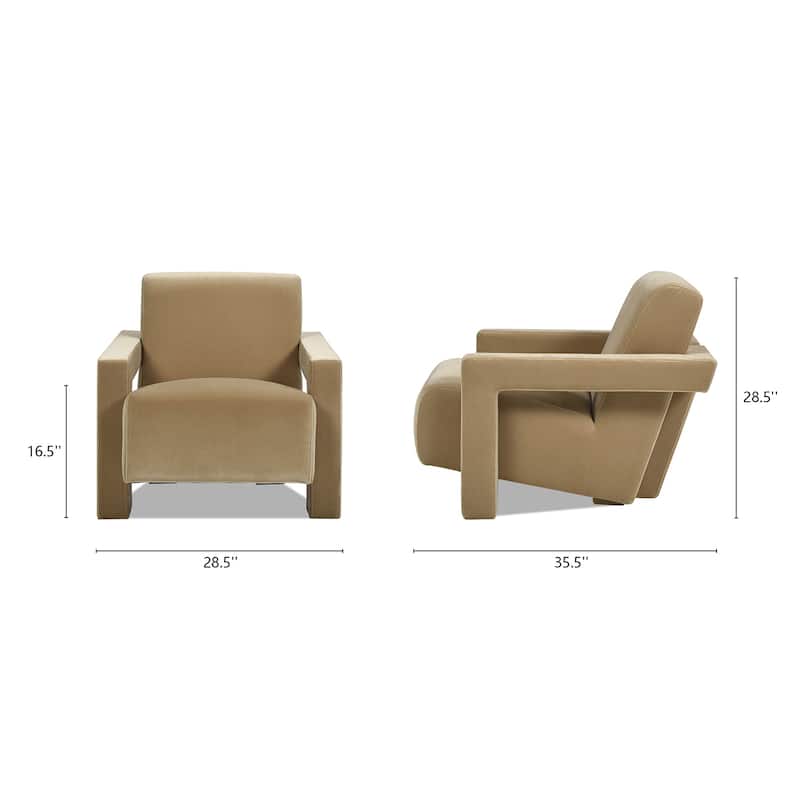 Ethan 28.5" Velvet Fully Upholstered Squared Arm Accent Chair