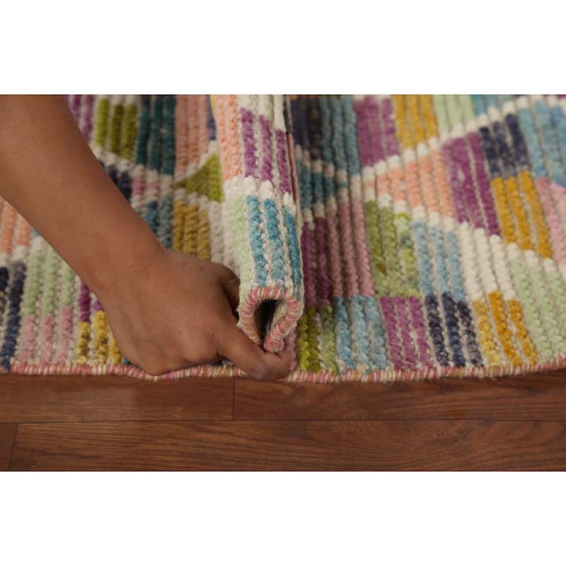 Modern Trellis Moroccan Oriental Runner Rug Hand-Knotted Wool Carpet - 2'5"x 12'8"