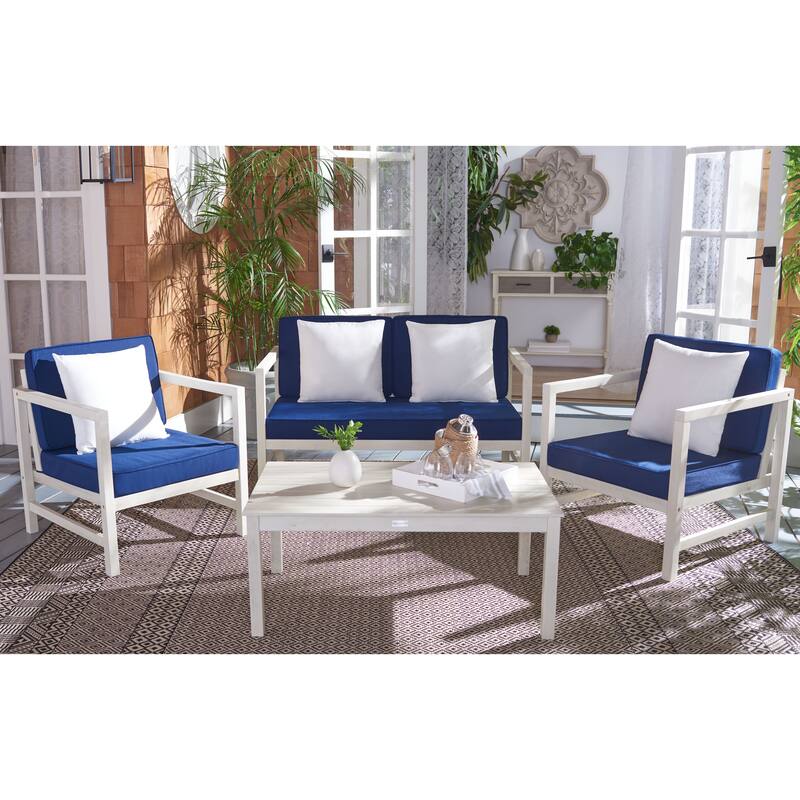 SAFAVIEH Outdoor Citlali 4-Piece Conversation Set with Accent Pillow - 50W x 29D x 29H