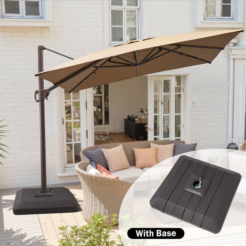 Outdoor 11 x 9 FT Patio Cantilever-Offset Umbrella with 4-Piece Fillable Weighted Base